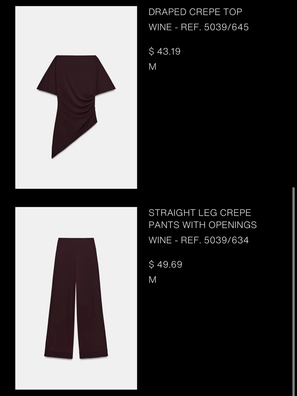Asymmetric Maroon top and pants set